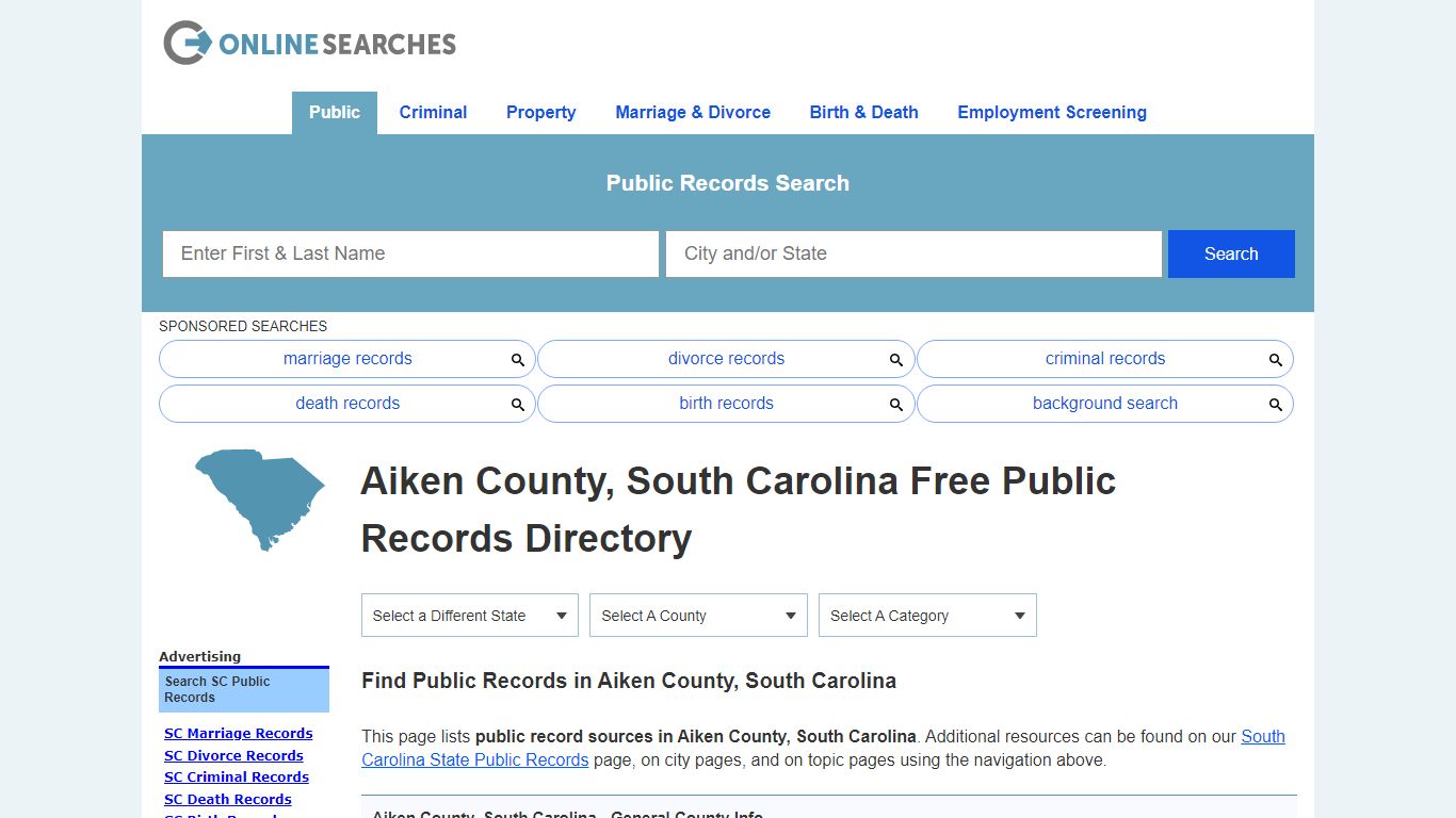 Aiken County, South Carolina Public Records Directory